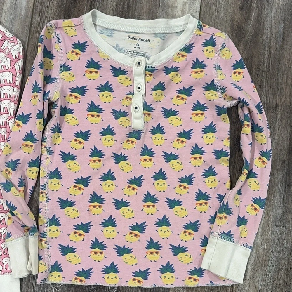 Roberta Roller Rabbit Pink Elephant & Pink Pineapple Sleep Top lot size 4